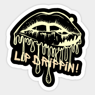 Yellow Vintage Dripping Glossy Lips Art Effect Sticker